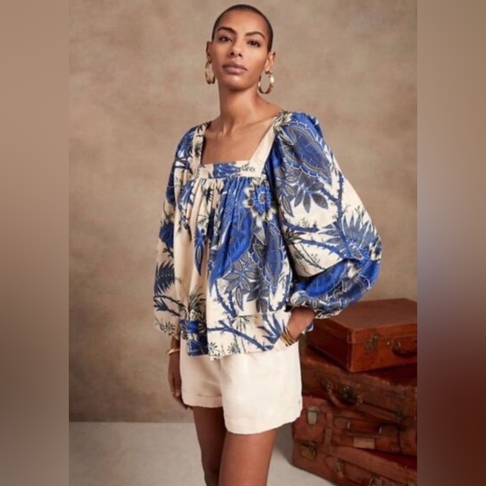 Banana Republic Stampa Floral Square Neck Blouse – Size Small